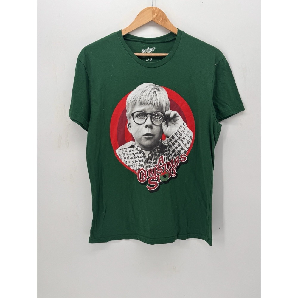 A Christmas Story Graphic T Shirt Green Holiday Movie Tee Men's Large Ugly Chris